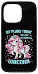 iPhone 13 Pro Cute Pink Unicorn My Plans Today Quote Fantasy Girls Women Case