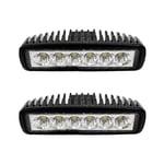 2PCS 18W Phare de Travail Carre a Leds Angle 60 dc 12V-24V Quad Camion Bateau Tracteur Offroad Impermeable - Swanew