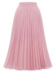 DRESSTELLS Jupe Plissée Femme Longue Taille élastique Jupe Mi-Longue pour Femme Blush S