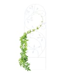 Relaxdays Treillis jardin oiseaux fer, Clôture plante grimpante Grille fleurs métal, Arceau rosier, 120 x 40 cm, blanc