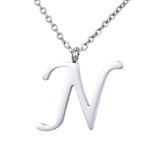 Morella Collier pour Femmes en Acier Inoxydable Argent avec Pendentif Lettre N