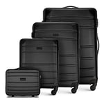 WITTCHEN Travel Suitcase Carry-On Cabin Luggage Hardshell Made of ABS with 4 Spinner Wheels Combination Lock Telescopic Handle Globe Line Set of 4 suitcases Black