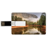 4G USB Flash Drives Credit Card Shape Yosemite Memory Stick Bank Card Style Trees Reflections on Merced River Yosemite Valley National Park California in the Fall,Green Waterproof Pen Thumb Lovely Ju