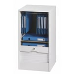 Beaux Meubles Pas Chers - Classeur à Rideau 4 Etagères 1 Kit ds Serrure Larg 41,4 Haut 76 Prof 44 cm - Coloris: Blanc