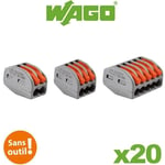 Bornes de raccordement - WAGO - S222 - 2.3 et 5 entrées - Plastique - Pack de 20