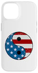 Coque pour iPhone 14 Drapeau américain Yin et Yang rouge, blanc et bleu avec étoiles