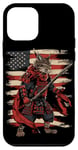 iPhone 12 mini Cat Samurai American Flag Samurai Cat Art Patriotic Cat Case