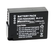 Maxsimafoto® - Batterie pour Panasonic GX8 G5 G6 GH2 GH5 FZ200 FZ300 FZ1000 DMW-BLC12, DMW-BLC12E, DMW-BLC12PP, 1200mAh Batterie Pack BLC12, BLC12E.