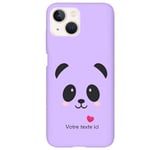 Coque violet Iphone 14 panda coeur ballon personnalisee