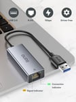 USB-A 3.0 1000 Mbps Ethernet-sovitin Yhteensopiva USB 3.0, RJ45 Gigabit LAN, PC, Kannettava tietokone, Tabletit, Kytkin, Älypuhelimet - Vaaleanharmaa - yksi koko