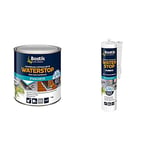 Bostik Waterstop Membrane d'Etanchéité Mulit-travaux Gris - Pot de 1kg & Waterstop Membrane d'étanchéité - Coloris gris, Cartouche 290ml