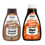 Skinny Foods Maple Chocolate Sauce Syrups Low Sugar Fat Free Zero Calorie 425ml