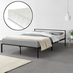 Cadre de Lit Double avec Matelas Imatra 140 x 200 cm Noir Mat [neu.haus]