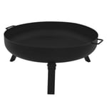 Bol à feu basero acier noir avec 3 pieds pliables foyer grille barbecue 60x27cm