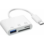 Lecteur de carte USB-C vers SD, lecteur de carte Micro SD TF de type C, adaptateur 3 en 1 USB-C vers USB pour appareil photo, lecteur de carte