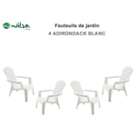 Fauteuil Adirondack résine polypropylène Wilsa Garden Blanc - 4 Fauteuils Adirondack