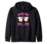 Save The Boobees Boo Bees Breast Cancer Halloween Women Zip Hoodie