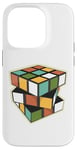 Coque pour iPhone 14 Pro Puzzle rétro en forme de cube - Couleurs vives et géométriques