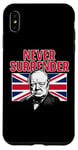 Coque pour iPhone XS Max Winston Churchill Never Surrender avec drapeau Union Jack