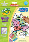 Crayola My First Colour & Erase Puzzle Set - Peppa Pig | With 12 Double-Sided Puzzle Pieces & 4 Washable Markers | Reusable Puzzle Kit for Kids Ages 3+