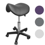 Vivezen - Tabouret ergonomique, selle de cheval à roulettes réglable en hauteur de 49.5 à 68 cm et pivotable à 360° - Noir