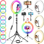 11.5'' Ring Light Avec Trépied Grand, Anneau Lumineux Professionnel Avec 40 Rvb Mode 13 Niveaux Pour Youtube/Maquillage, Led Lampe Anneau Lumière Flashs Pour Appareils Photo