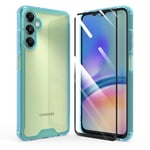 binandteam Transparent Coque pour Samsung Galaxy A05s 4G avec Verre Trempé Protection écran,Housse Silicone TPU Antichoc + Rigide en PC Étui pour Samsung Galaxy A05s 4G (6.7") - Bleu