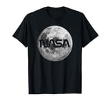 Retro NASA Worm Logo Full Moon Space Graphic Apollo Artemis T-Shirt