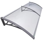 VOUNOT Auvent de Porte d'entrée Toit Marquise en Polycarbonate Porte Résistante Toit Abri Protection Contre La Pluie et UV Gris Transparent 200cm*80cm