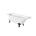 Baignoire semi-îlot rétro d’angle – Blanc – 168,5 cm x 75 cm – Pieds noirs – Option d’angle droit ou gauche - Oxford