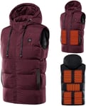 Hiver Gilet Chauffant Vêtement Veste Chauffant Chaud Chauffé Thermique Electrique Encapuchonné d'Hiver,Lavable Charge USB,3 Températures 7 Zones Chauffage(Batterie Non Incluse)Taille: S