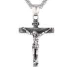 Män Kvinnor Kors Hänge Crucifix Jesus Kristna Kedja Halsband Silver