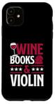 Coque pour iPhone 11 Livres sur le vin et le violon rouge