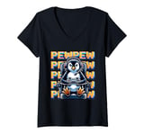 Womens Cute Gaming Penguin Pew Video Game Graphic Men Kids Women V-Neck T-Shirt