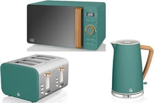 Swan EEJB143 - Nordic  Pack Kettle, 4-Slice Toaster & Microwave Green