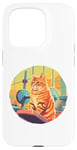 iPhone 15 Pro Cute Fit Orange Cat Sitting on Gym Lifting Bench Case