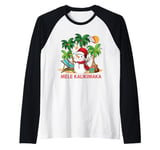 Mele Kalikimaka Hawaiian Christmas Tropical Beach Vacation Raglan Baseball Tee