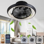 75W Ventilateur Plafond Silencieux avec Lumiere et Telecommande,Rotation à 360° Lampe Ventilateur Plafond, Reversible, 6 Vitesses Luminaire Ventilateur Plafonnier pour Chambre, Salon, Noir