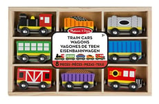 Melissa & Doug Wooden Train Cars 8 Piece Set | Magnetic Wooden Trains & Carriages | Wooden Toys for 3 Year Old Boy Gifts | Toy Train Set | Toddler Toy Train Cars for 3+ Year Old Boys & Girls 3 4 5 6