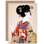 Chikanobu True Beauty Kimono Japan Greetings Card Plus Envelope Blank inside