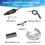 Tungfull-Mini perceuse 130W,30000 pliable,vitesse variable,outils à distance,graveur électrique pour Dremel 4000 3000 - Type Dril with 106pcs