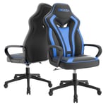 bigzzia Chaise Bureau Ergonomique Fauteuil Bureau Support Lombaire, Cuir PU Fauteuil Gaming Racing Chaise de Gaming Hauteur Réglable pour Adultes, Enfants (Bleu)