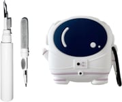 [3 en 1] Coque compatible avec SHOKZ OpenFit avec porte-clés, coque de protection en silicone souple 3D mignon astronaute anime astronaute anti-chute pour coque OpenFit avec kit de nettoyage