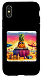 Coque pour iPhone X/XS Ananas Djs At Seaside Celebration. Dj Turntables colorées