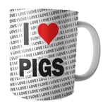 I Love Pigs - Tea - Coffee - Mug - Cup - Birthday - Christmas - Gift