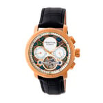 Heritor Automatic Aura Mens Semi-Skeleton Leather-Band Watch - Rose Gold Stainless Steel - One Size