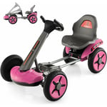 Goplus - Kart électrique à Pédales pour Enfants 12V, Jouet de Voiture avec Volant et Siège Réglables, Lumières led Clignotantes, Voiture à Pédales,