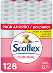 Scottex Original Toilet Paper 128 Rolls, 4 Packs of 32 Rolls