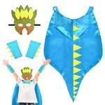 Dragon de Cape de Dinosaure, Cape Dinosaure Costume avec Masque et Manches, Dinosaure Cape À Capuche, Dinosaure Déguisement Enfant, Déguisement Enfant pour Cosplay, Fête Costumée ( Bleu Clair )