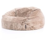 Pouf en Fausse Fourrure, Pouf Fauteuil de Salon pour Adultes, Beige Vison, oeko-tex - Icon